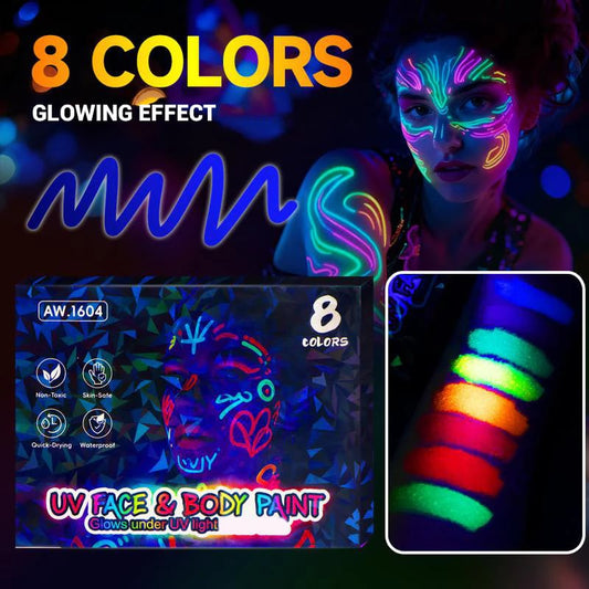 🎁New Year Special Deals £9.99!!⚡50K+ SOLD!🎁UV Glow Face and Body Paint Markers Set
