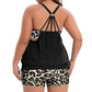 🏖️🩱2026 Hot Sale 70% OFF🌼Sexy Leopard Cross Back Two-Piece Tankini Swimsuit