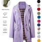 🥰50% OFF🧥Women's Solid-Color Hooded Windbreaker Jacket🍃Drawstring Waist, Zip & Button Closure, Waterproof Long-Sleeve Casual Outerwear Coat for Spring & Fall