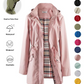 🥰50% OFF🧥Women's Solid-Color Hooded Windbreaker Jacket🍃Drawstring Waist, Zip & Button Closure, Waterproof Long-Sleeve Casual Outerwear Coat for Spring & Fall