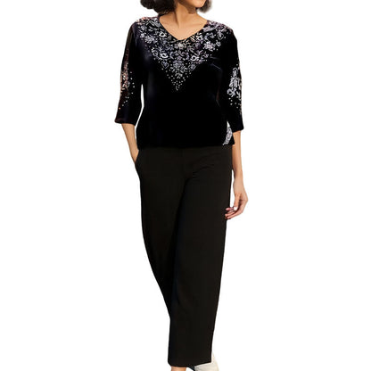 💕New Year Sale 70% OFF💕Women's Velvet Rhinestone Top & Pants Set