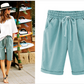 🔥Summer Hot Sale🔥Plus Size Solid Color Elastic Waist Loose Cropped Shorts