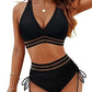 💥Last Day Special Price £11.99!!💥-👙High Waisted Tummy Control Color Block Bikini Sets