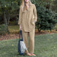 Women’s Elegant Vintage Cotton and Linen 2-piece Set with Long-sleeve Blouse and Pants