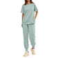 Women’s Casual Loose Fit Two-Piece T-Shirt & Pants Tracksuit Set