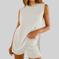 Women's Summer Sleeveless Knit Tops and Shorts 2-Piece Outfits