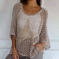 💥Limited Sale 70% OFF💥Women's Fashion Round Neck Crochet Knit Fishnet Top🤩