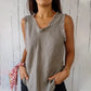 💐Linen and cotton sleeveless T-shirt for women