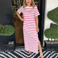 🔥Summer Hot sale 60%OFF 🔥Round Neck Slit Hem Striped Maxi Dress