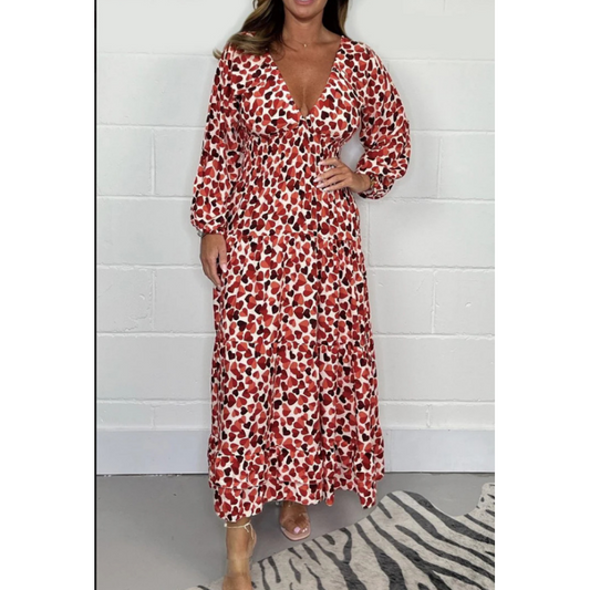 🎁2025 Hot Sale🎁 Women Printed Sexy Deep V-neck Dress