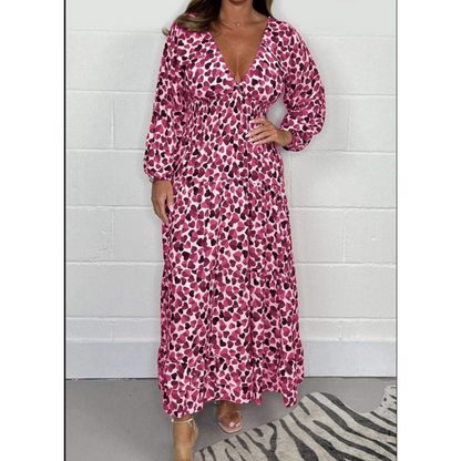 🎁2025 Hot Sale🎁 Women Printed Sexy Deep V-neck Dress