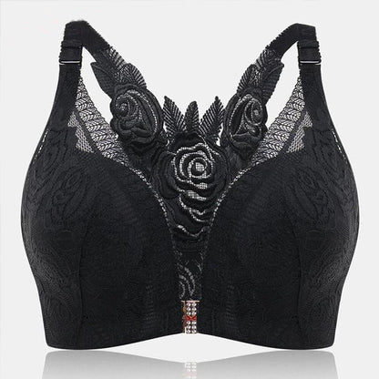 🔥HOT SALE🔥Rose Embroidery Front Closure Wirefree Bra