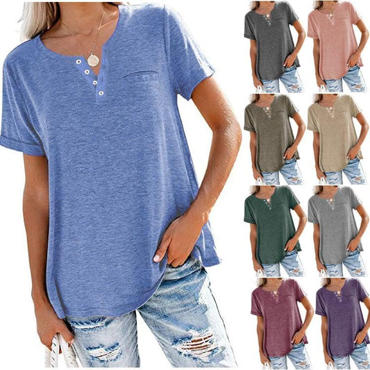 ✨BUY 2 FREE SHIPPING✨Fashion Solid Color Pocket Short Sleeve T-Shirt