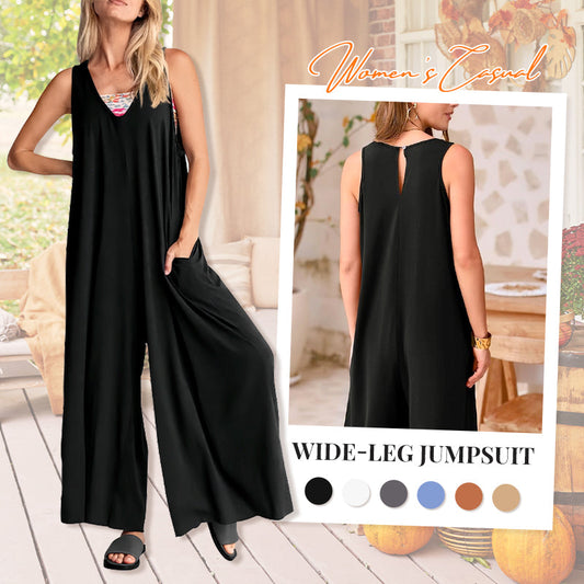 ✨BUY 2 FREE SHIPPING✈️Women's Casual V-Neck Sleeveless Wide-Leg Jumpsuit