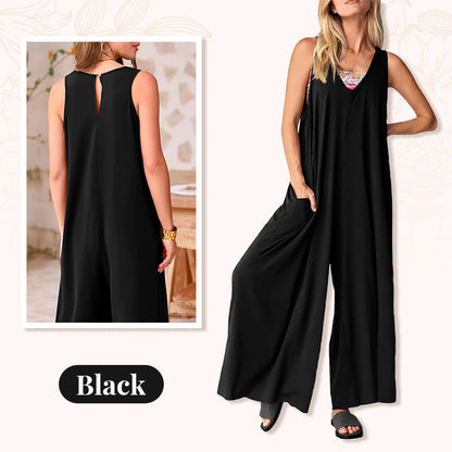 ✨BUY 2 FREE SHIPPING✈️Women's Casual V-Neck Sleeveless Wide-Leg Jumpsuit