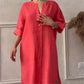 🍂Casual Breathable 3/4 Sleeves V Neck Solid Color Dress