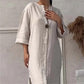 🍂Casual Breathable 3/4 Sleeves V Neck Solid Color Dress