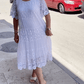 Solid Color Short Sleeve Lace Dress