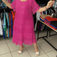 Solid Color Short Sleeve Lace Dress