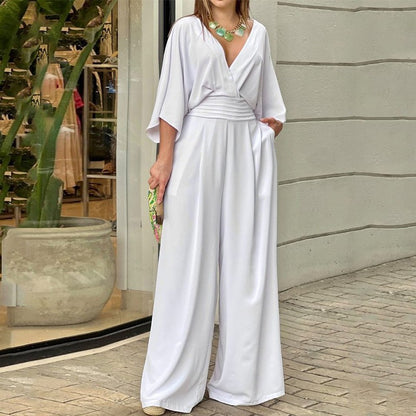 🔥Buy More Save More🔥Women's Elegant V-Neck Wide Leg Jumpsuit