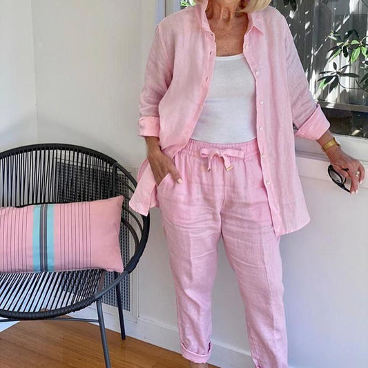 🎉Summer Hot Sale 50% OFF🎉Women's cotton linen long sleeve blouse and pants set