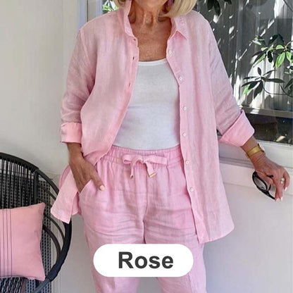 🎉Summer Hot Sale 50% OFF🎉Women's cotton linen long sleeve blouse and pants set