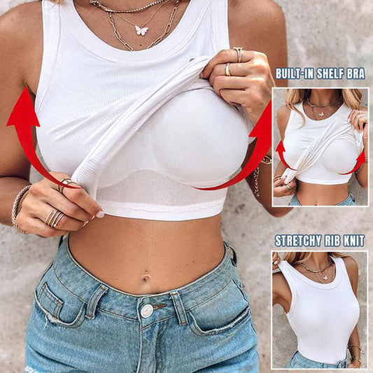 🔥Buy 2 Free Shipping🔥Women's Ribbed Tank Top with Shelf Bra