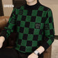 ⛄Winter Clearance⛄Men‘s Checkered Printed Mock Neck Thickened Pullover Sweater