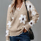 💃LAST DAY 50% OFF✨🍂Women's Floral Pattern Scallop Trim Sweater