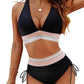 🔥Last Day Special Price £12.99!!💥-👙High Waisted Tummy Control Color Block Bikini Sets