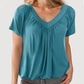 ✨2025 Hot Sale-50% Discount✨Women's Casual Pleated V-Neck Short-Sleeve Top