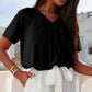 ✨2025 Hot Sale-50% Discount✨Women's Casual Pleated V-Neck Short-Sleeve Top