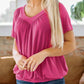 ✨2025 Hot Sale-50% Discount✨Women's Casual Pleated V-Neck Short-Sleeve Top