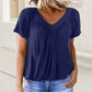 ✨2025 Hot Sale-50% Discount✨Women's Casual Pleated V-Neck Short-Sleeve Top
