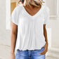 ✨2025 Hot Sale-50% Discount✨Women's Casual Pleated V-Neck Short-Sleeve Top