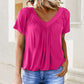✨2025 Hot Sale-50% Discount✨Women's Casual Pleated V-Neck Short-Sleeve Top