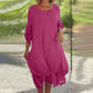 💖Limited Sale 50% OFF💖Women's Elegant Solid Color Round Neck Loose Fit Dress