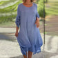 💖Limited Sale 50% OFF💖Women's Elegant Solid Color Round Neck Loose Fit Dress