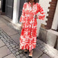 🌷Buy 2 Get 10% OFF🌸 Bohemian printed V-Neck maxi dress