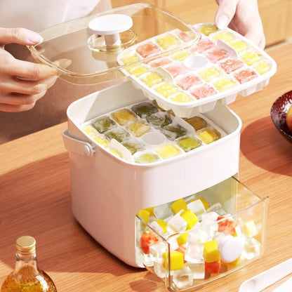 ⛱️SUMMER DAY HOT SALE 70% OFF⚡50K+ SOLD🧊2 Tier Convenient Push-In Ice Cube Mold with Tray Case