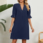 🎁Limited Time 60% OFF⏳🔥Women's Solid Color V-Neck Loose Fit Half Sleeve Dress