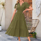 ⏰Summer Hot Sale 70% OFF🎉Women's Lightweight Short Sleeve V Neck Elastic Waist Dress