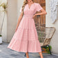 ⏰Summer Hot Sale 70% OFF🎉Women's Lightweight Short Sleeve V Neck Elastic Waist Dress