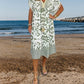 🌺Summer Hot Sale 50% OFF💐Printed Casual Dress With V-Neckline and Fringes on the Short Sleeves