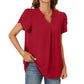 💖HOT SALE 50% OFF💖Women's V-Neck Solid Color Short Sleeve Top