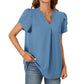 💖HOT SALE 50% OFF💖Women's V-Neck Solid Color Short Sleeve Top