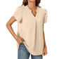 💖HOT SALE 50% OFF💖Women's V-Neck Solid Color Short Sleeve Top