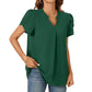 💖HOT SALE 50% OFF💖Women's V-Neck Solid Color Short Sleeve Top