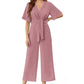⏰HOT SALE 49% OFF!!💖Women's Elegant V-Neck Wide Leg Waist Tie Jumpsuit