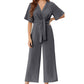 ⏰HOT SALE 49% OFF!!💖Women's Elegant V-Neck Wide Leg Waist Tie Jumpsuit